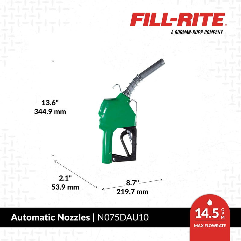 FILL RITE Fill-Rite N075DAU10 3/4" Automatic Nozzle (Green) - Image 3
